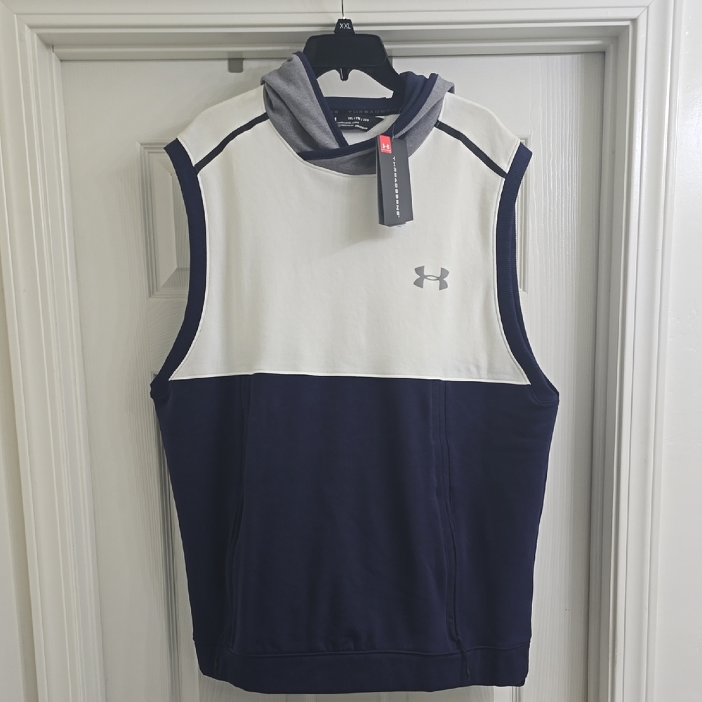 Under Armour Two-Tone Sleeveless Hoodie in Blue and White